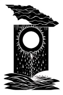 a sun melting into a waterfall that turns into rain drops tattoo design idea