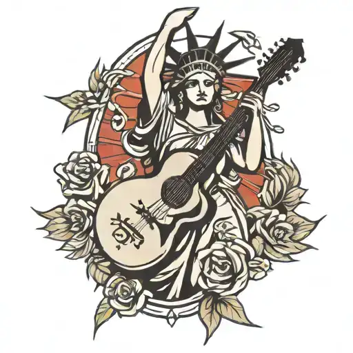 Statue of Liberty with guitar tattoo design idea