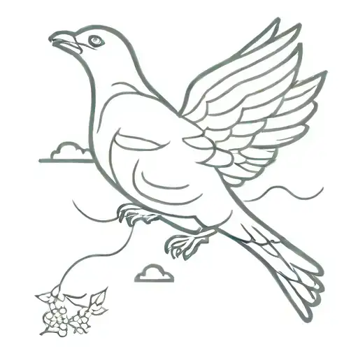 pidgeon with japanese clouds tattoo design idea