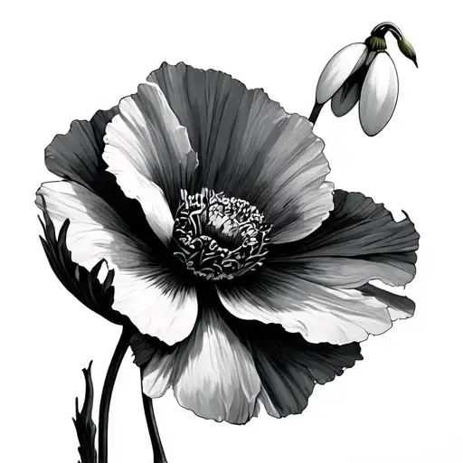 Poppy And Snowdrop tattoo design idea