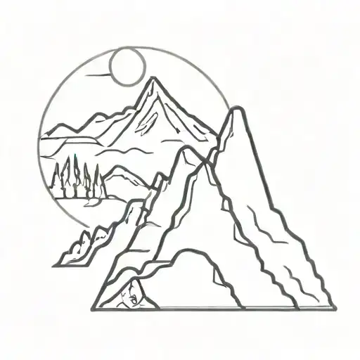 moutain landscape with la dodger element symbol tattoo design idea