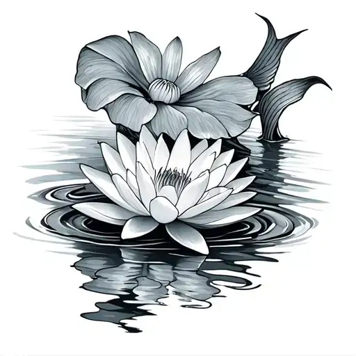 Water Lily Pisces tattoo design idea
