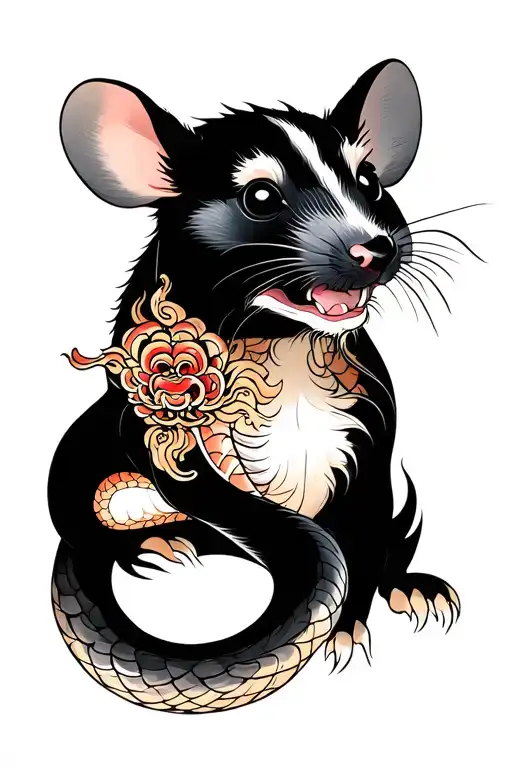 Chinese Rat, Chinese dog, Chinese dragon, Chinese snake tattoo design idea