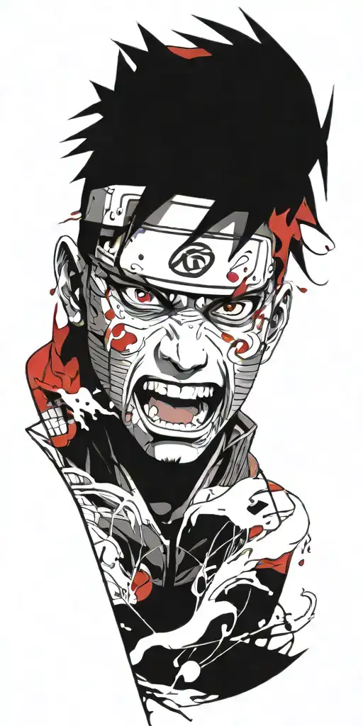 naruto screaming wearing oni mask fighting off inner demons  tattoo design idea