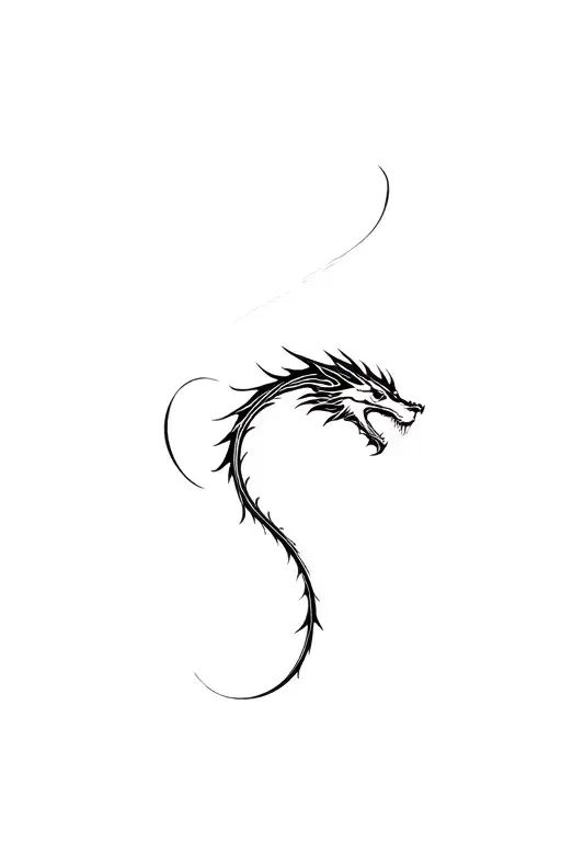 dragon flying away tattoo design idea