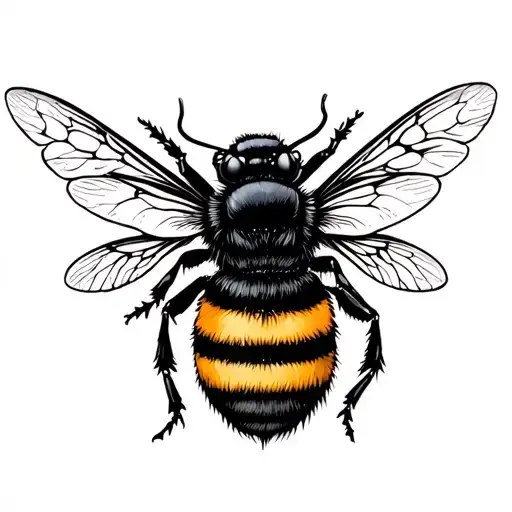 bumble bee and north star tattoo design idea