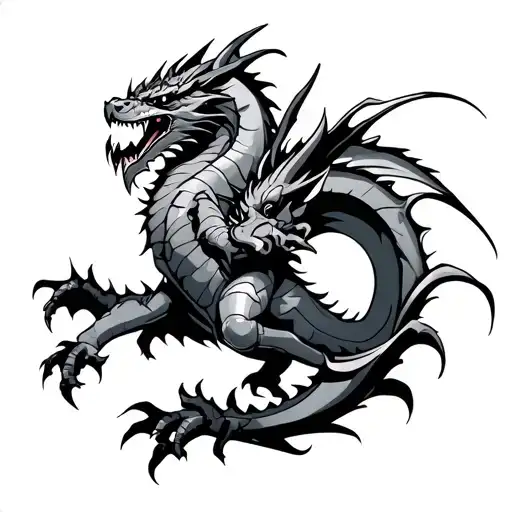 dragon fighting knight tattoo design idea