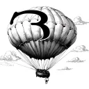 parachute with the number 3 tattoo design idea
