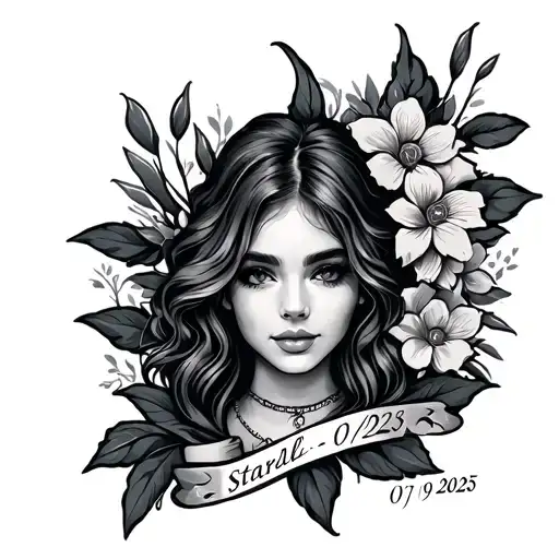 a memorial tattoo with the name Starla with dates 07/9/2025  tattoo design idea