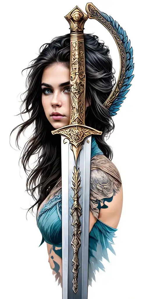 valkyrie sword tattoo design idea