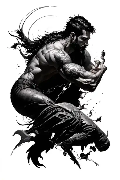 sleeve for a man who is taking on the world  tattoo design idea