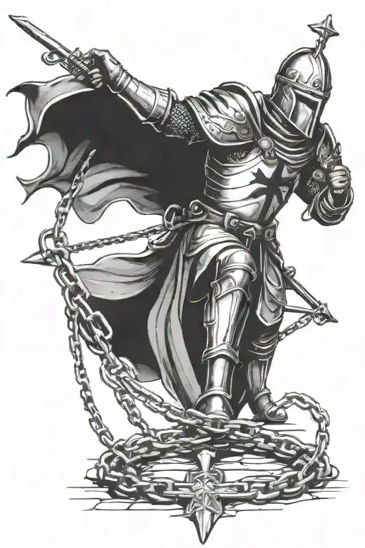Templar knight bound in chains tattoo design idea