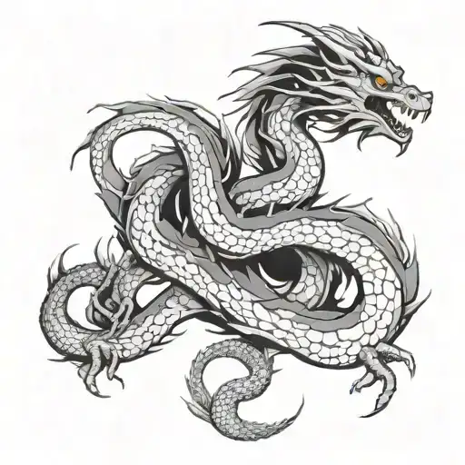 American dragon intertwined tattoo design idea