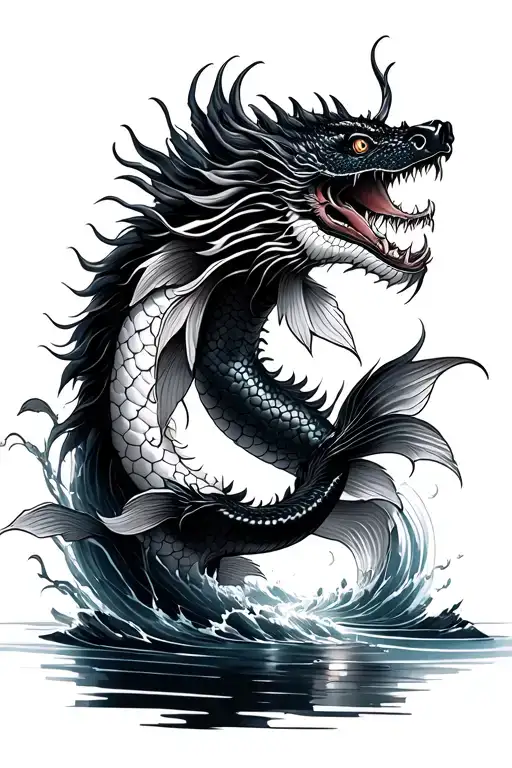 koi going up to river and transform into dragon tattoo tattoo design idea