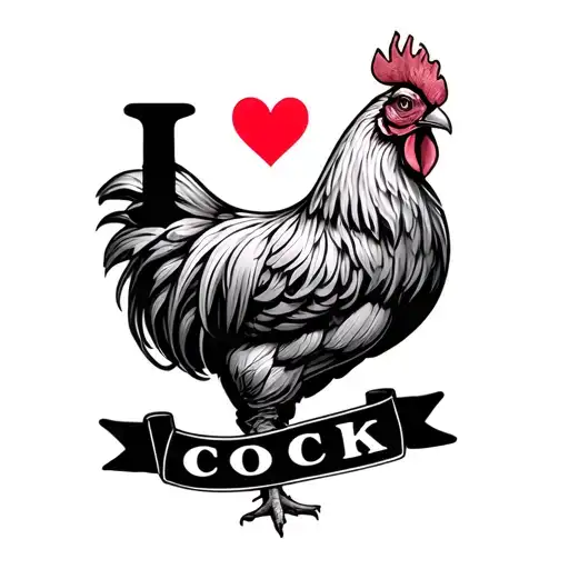 "I ❤️ cock" heart, banner tattoo design idea