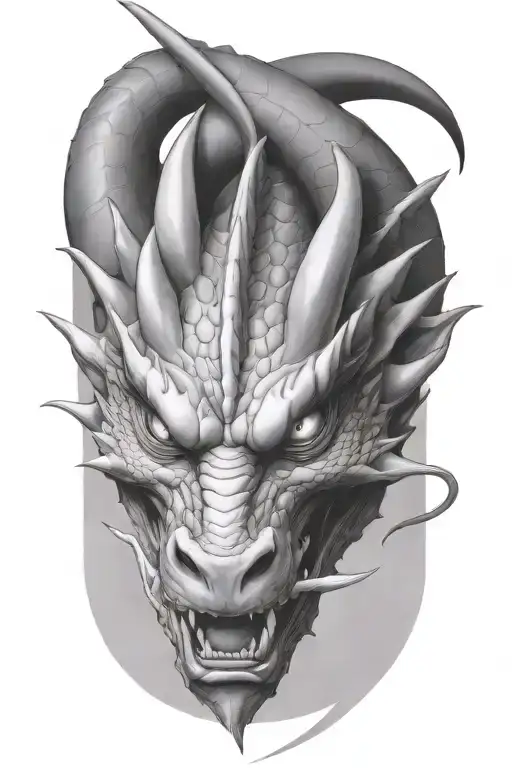 dragon face 3/4th view tattoo design idea