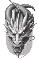 dragon face 3/4th view tattoo design idea