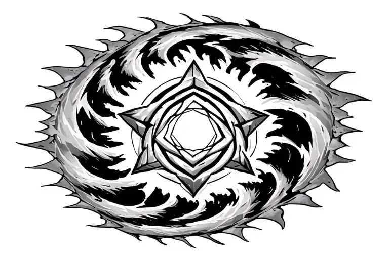 portal spiral with 5 pointed star in center tattoo design idea