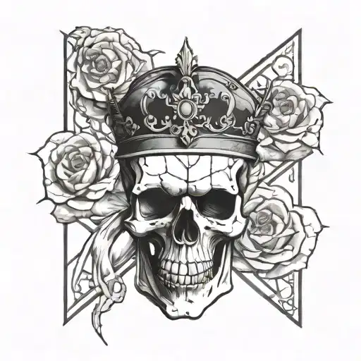 a cracked skull, the emperor tarot card  tattoo design idea