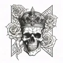 a cracked skull, the emperor tarot card  tattoo design idea