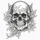 a cracked skull, the emperor tarot card  tattoo design idea