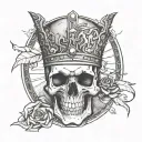 a cracked skull, the emperor tarot card  tattoo design idea