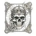 a cracked skull, the emperor tarot card  tattoo design idea