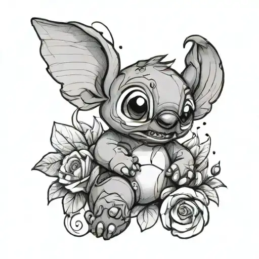 Stitch And Angel tattoo design idea
