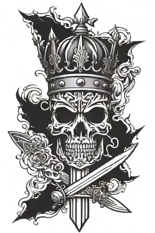 sword with a crown on top tattoo design idea