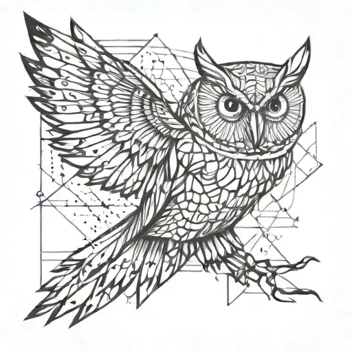 misterious owl flying tattoo design idea