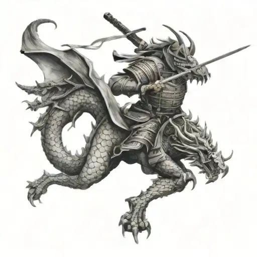 Ronin samurai warrior battling a dragon tattoo design idea