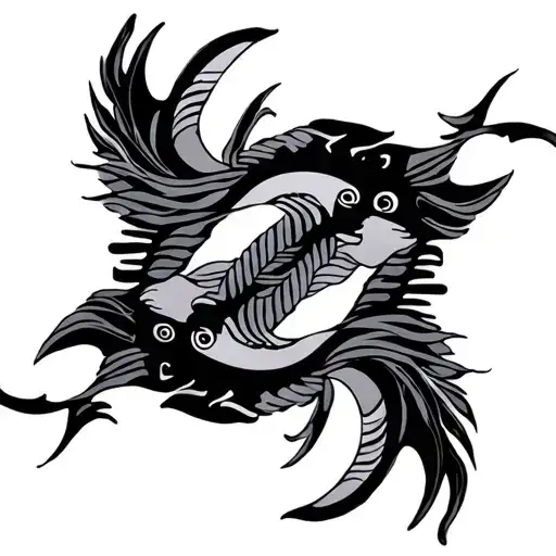 libra and pisces over tribal  tattoo design idea