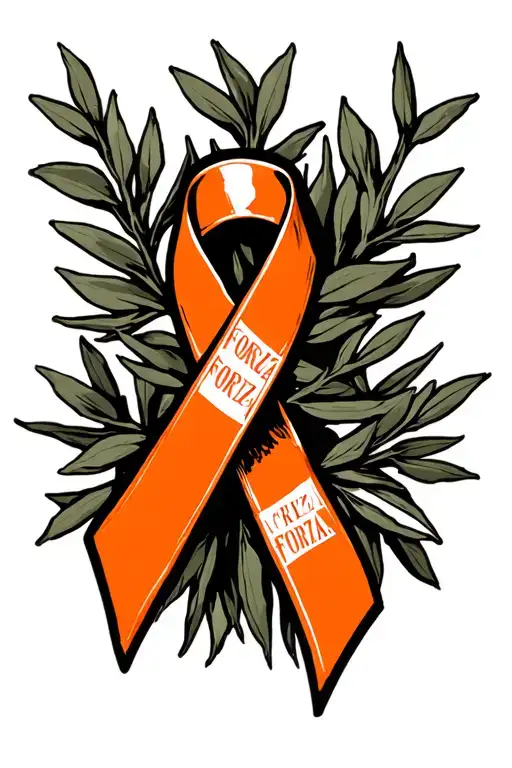 Cancer orange cancer ribbon wrapped in olive tree banches add the word forza tattoo design idea