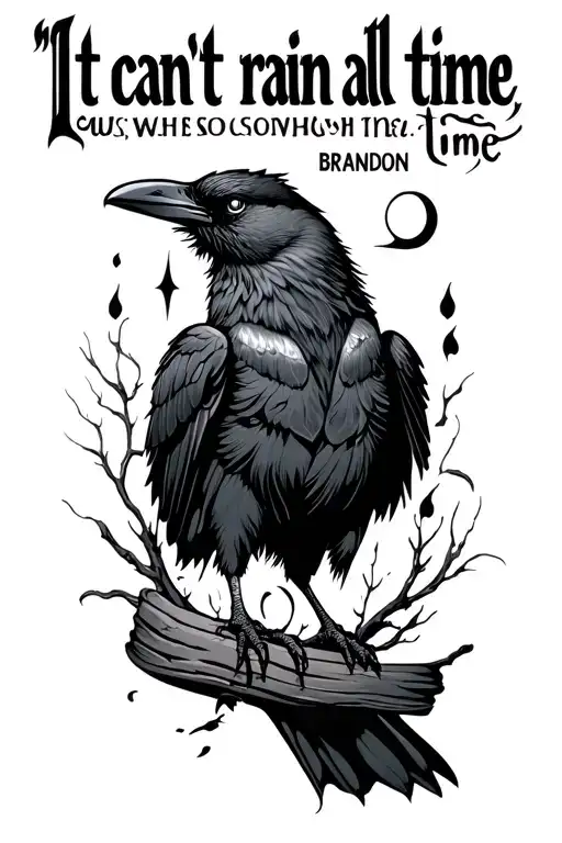 "It can’t rain all the time" Brandon Lee crow tattoo design idea
