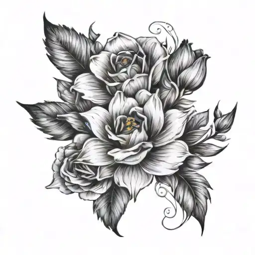 fine Line flowers to cover three scars tattoo design idea
