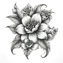 fine Line flowers to cover three scars tattoo design idea