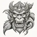 Angry monkey king tattoo design idea