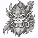 Angry monkey king tattoo design idea