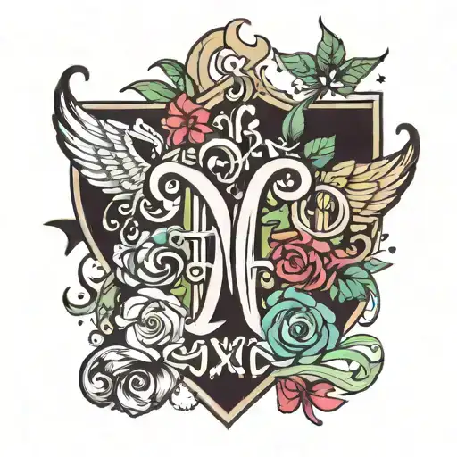 xoxo combined with the letter m tattoo design idea