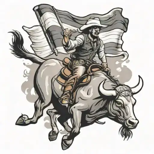 bull riding and Mexico flag tattoo design idea