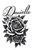 Danielle name with roses tattoo design idea