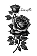 Danielle name with roses tattoo design idea