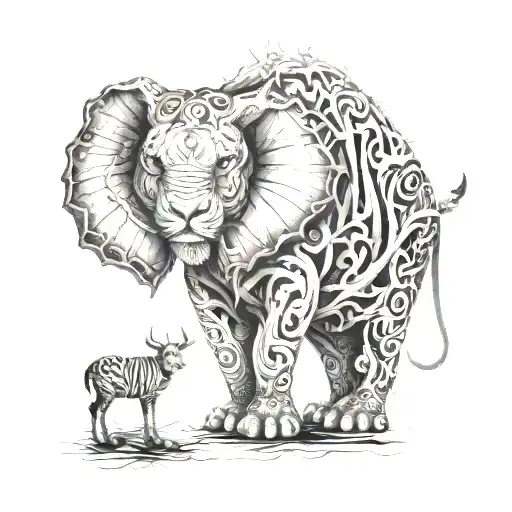 a contrast between the human world and the animal world. tattoo design idea