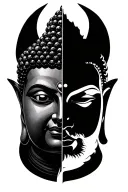 Half Buddha Half Demon tattoo design idea