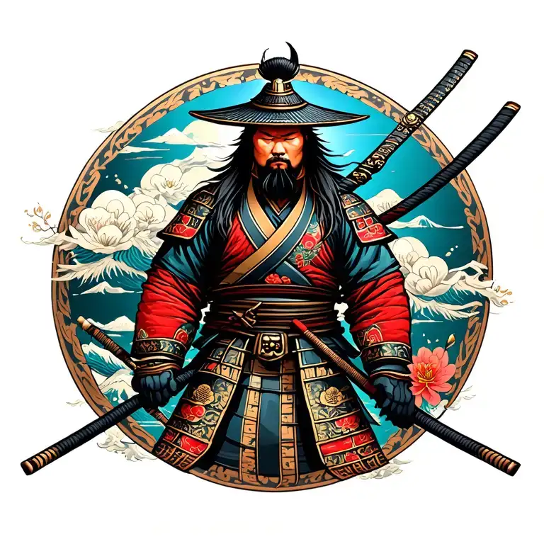 Japanese samurai warrior tattoo design idea