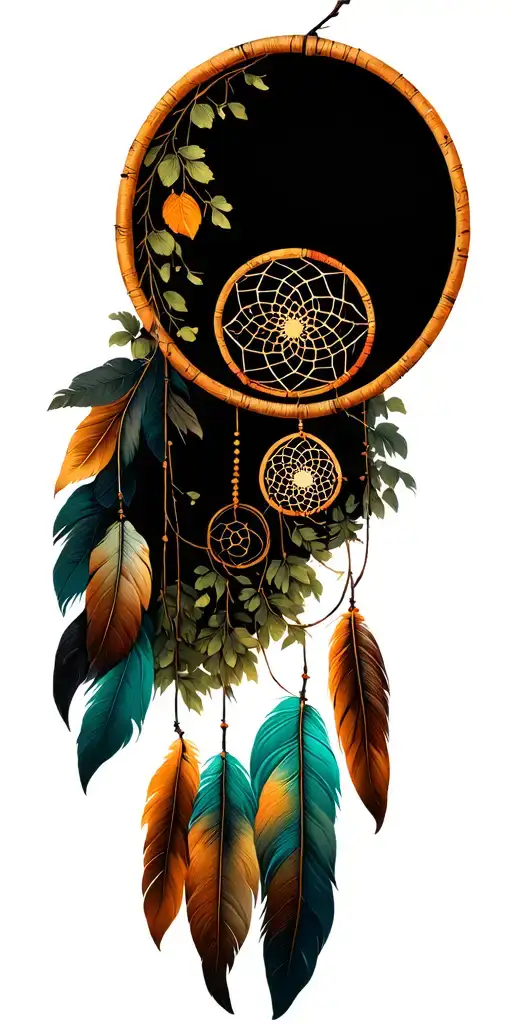 dreamcatcher with family tree growing tattoo design idea