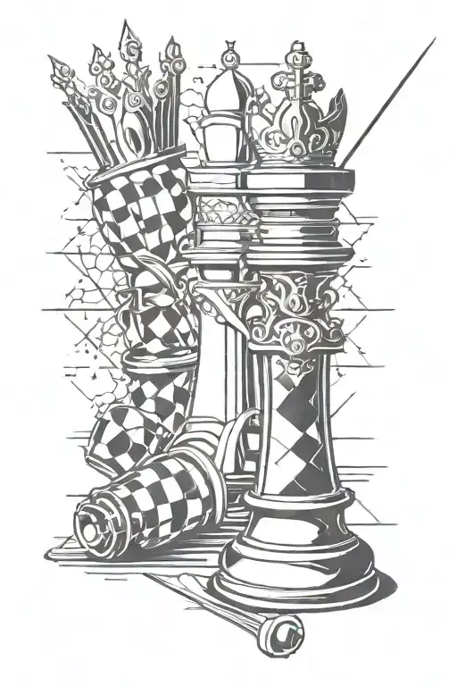 mafia knife with kings chess piece tattoo design idea