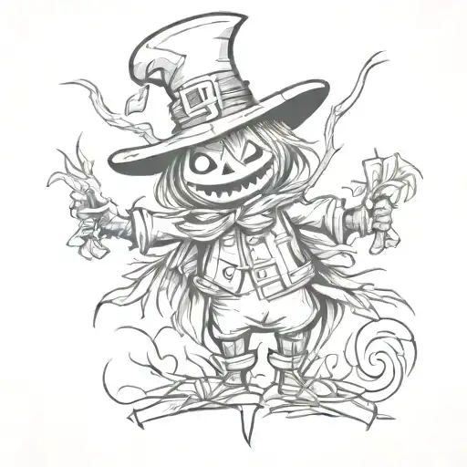 cartoon scarecrow tattoo design idea