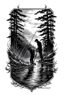 fishing scene tattoo design idea