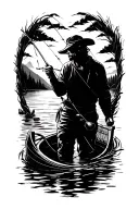 fishing scene tattoo design idea